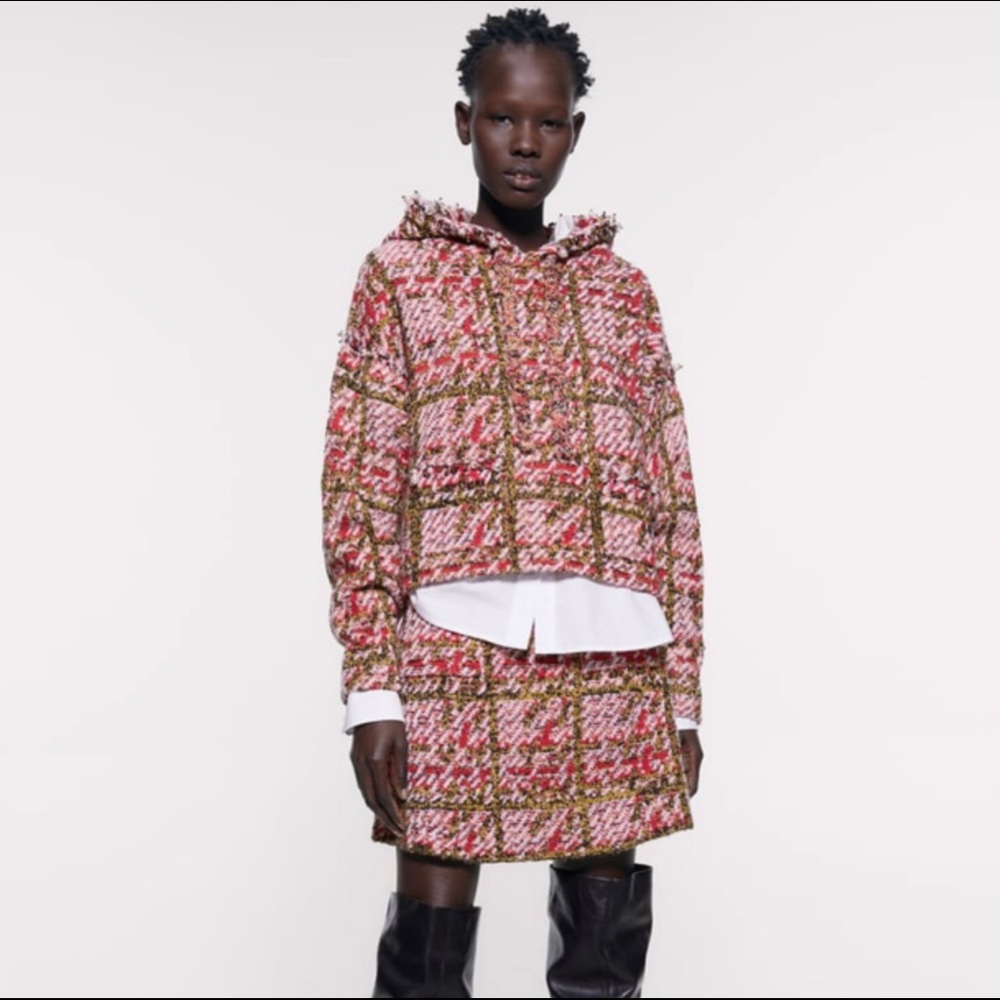 Zara Plaid Knit Hoodie